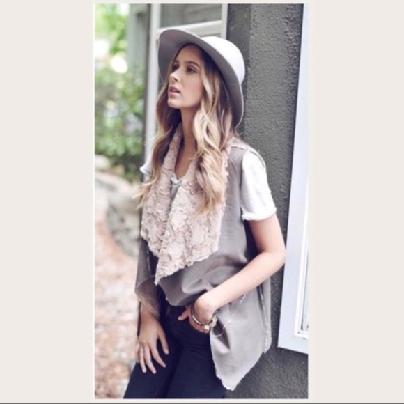 OnetheLand Jackets & Blazers - OnetheLand Vegan Suede Fur Lined Vest